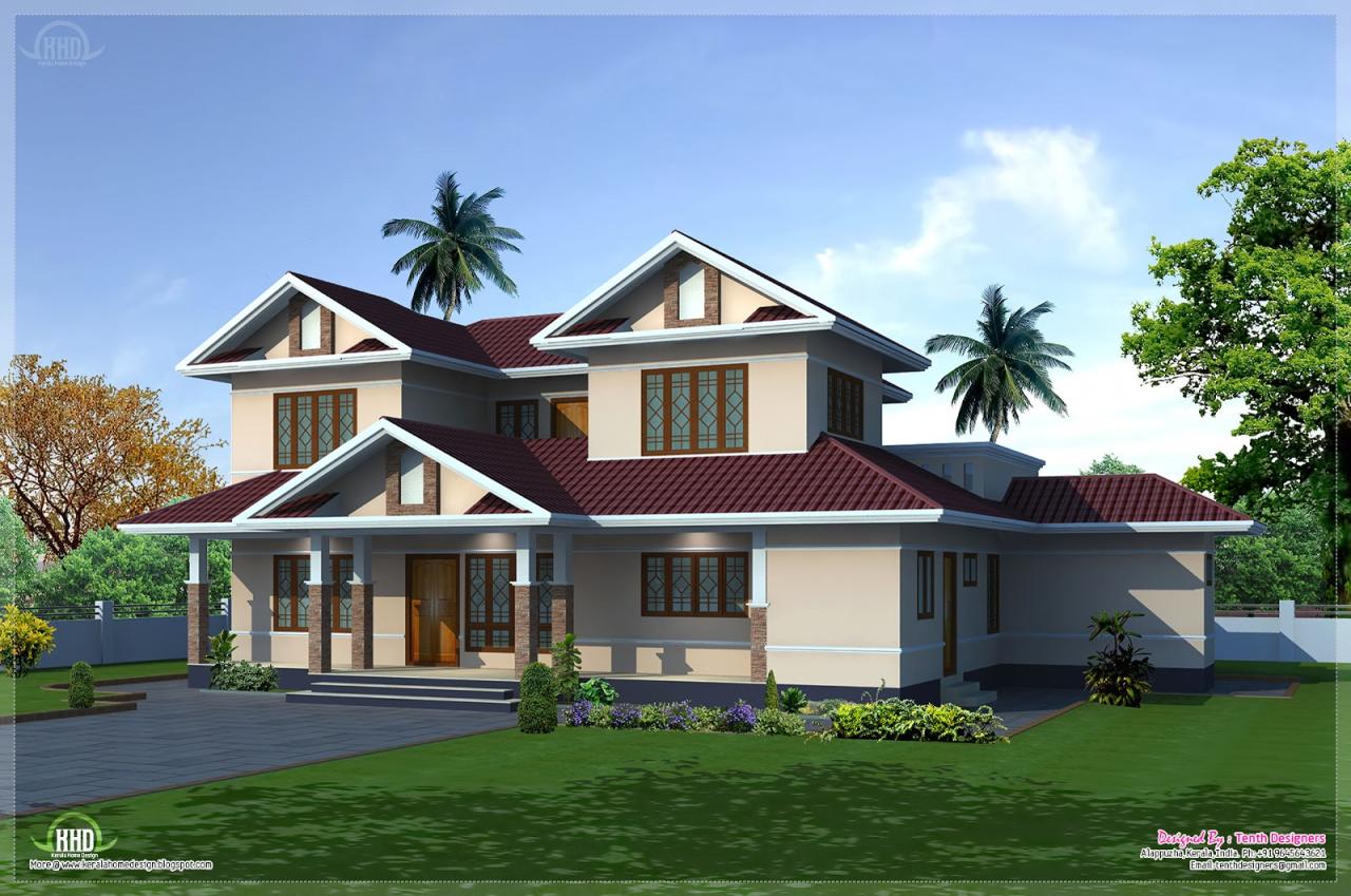 2400 sq.feet villa exterior and floor plan Kerala home design and