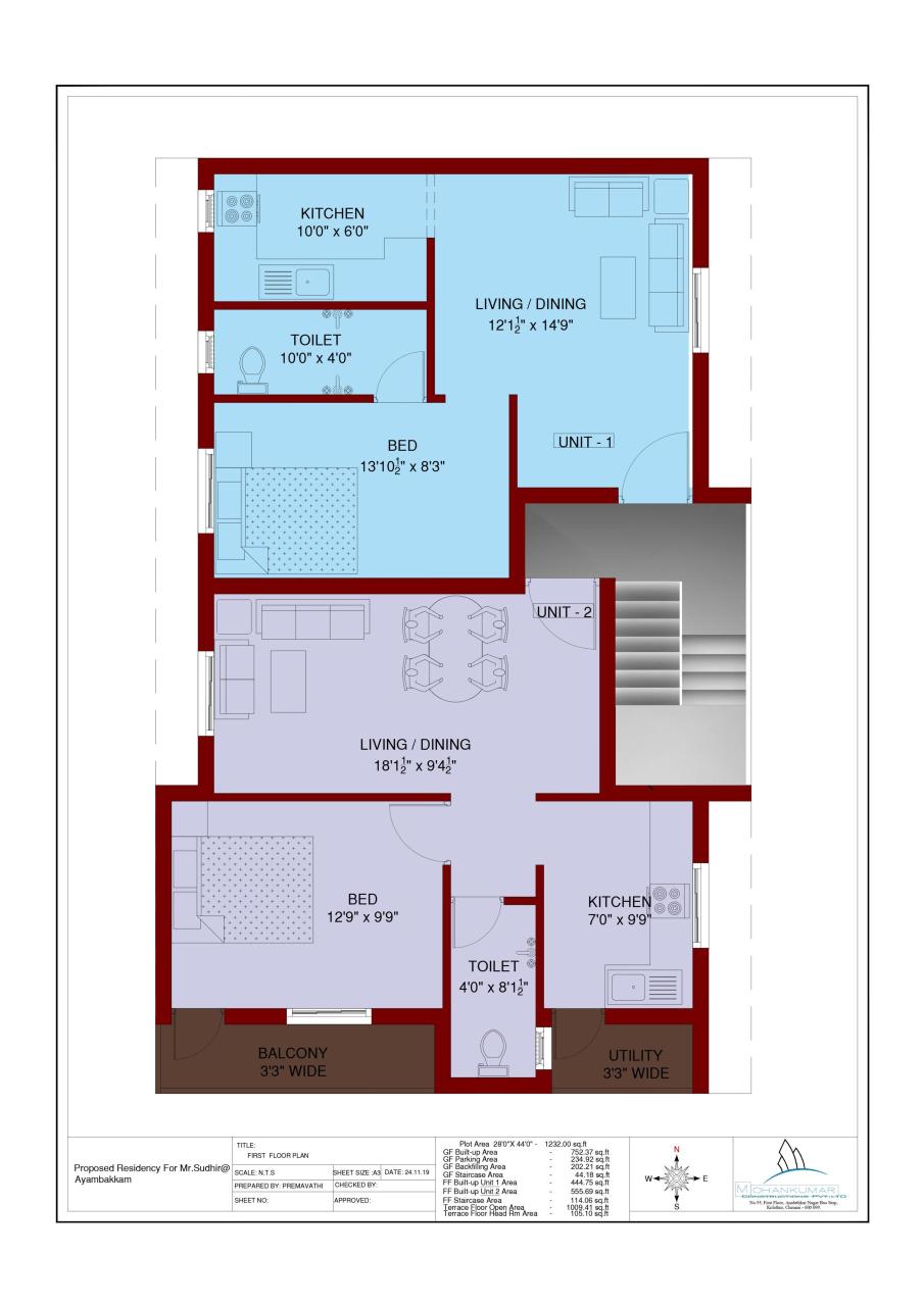 1300 Sq. Ft House Plans Mohankumar Construction Best construction