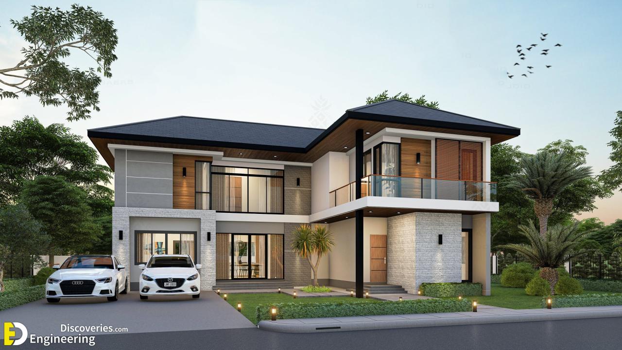 Modern Lshaped House Design Width 4Bedrooms Engineering Discoveries