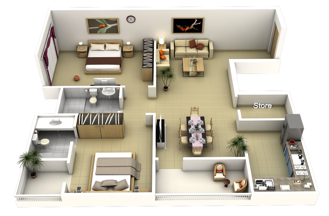 2 Bedroom Apartment/House Plans