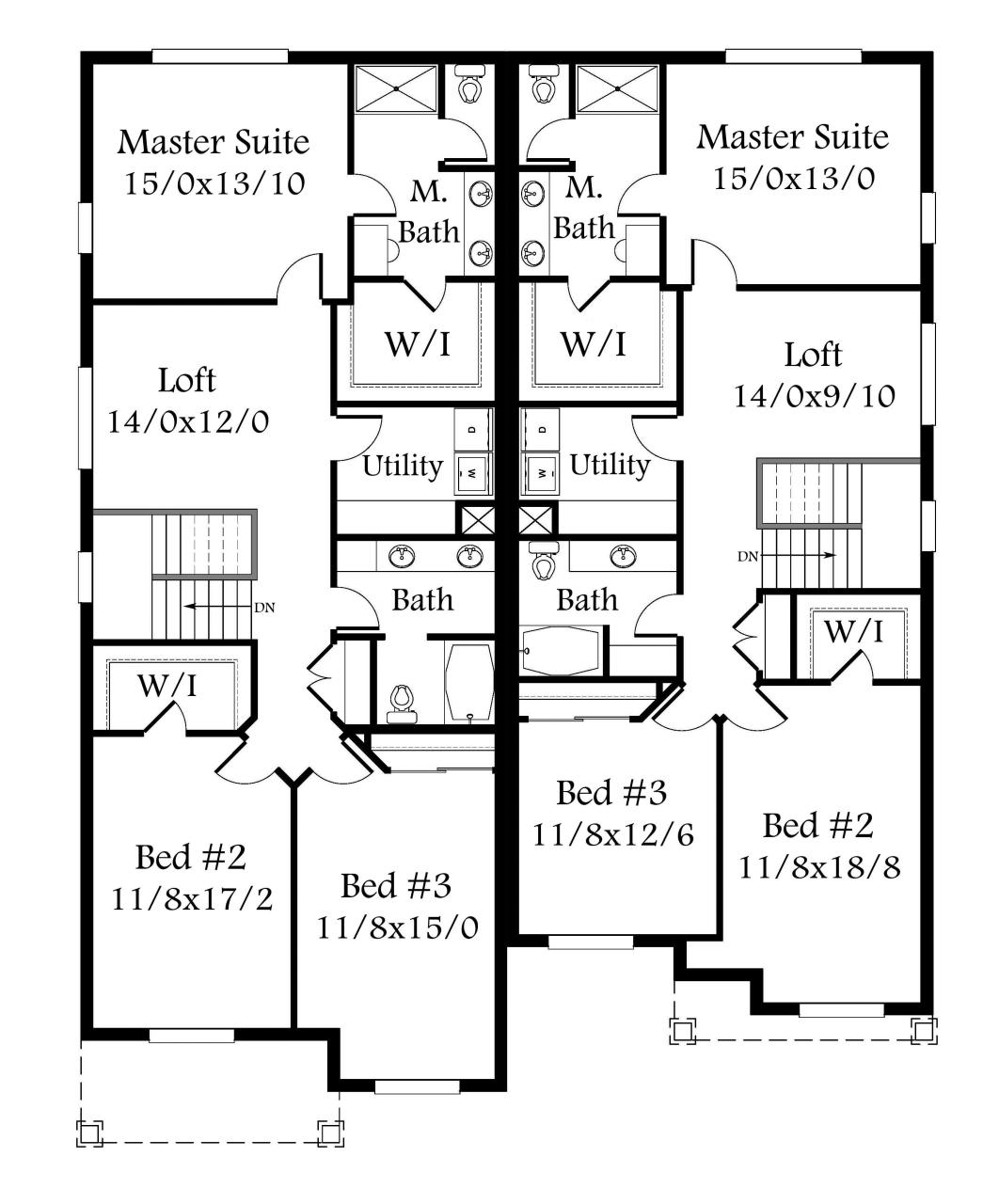 Glenview 12 House Plan Skinny Duplex House Plan by Mark Stewart