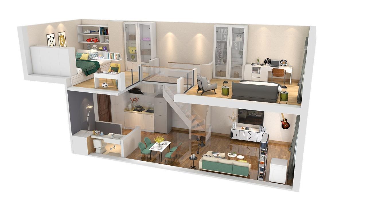 Duplex apartment floorplan Square40 3D model CGTrader