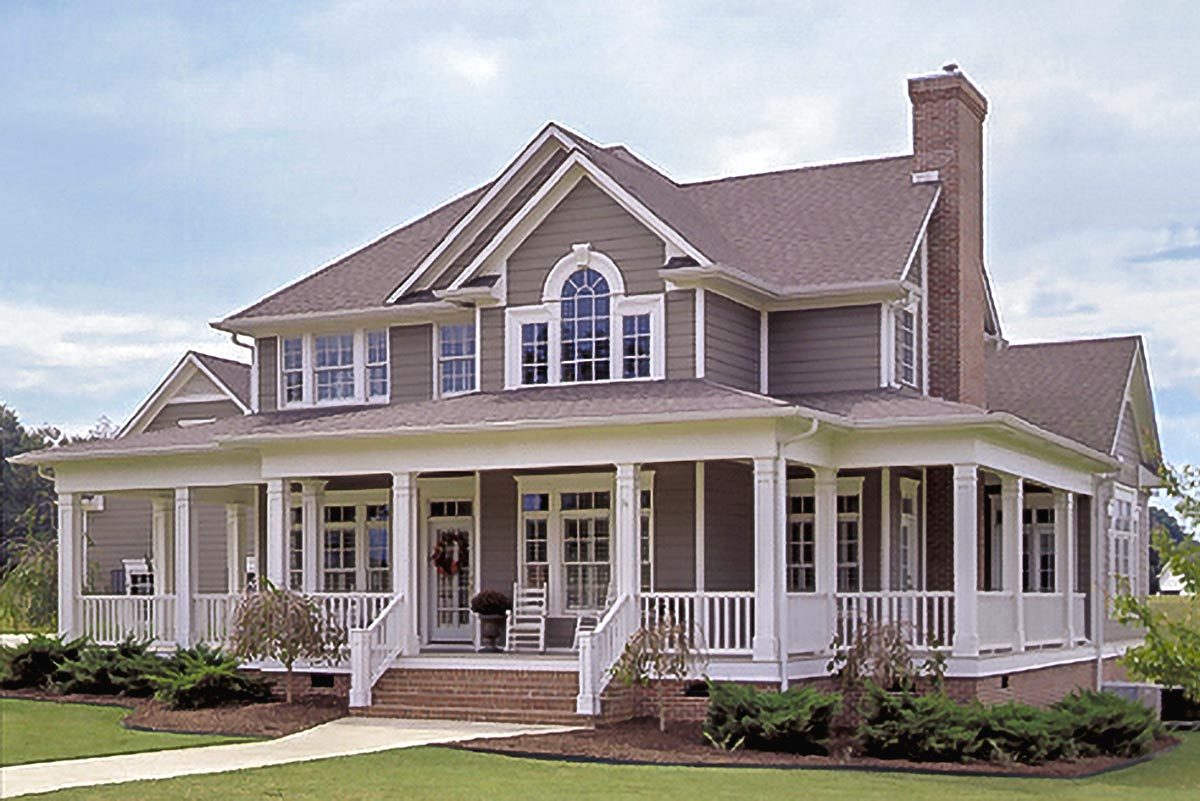 Country Farmhouse with Wraparound Porch 16804WG Architectural