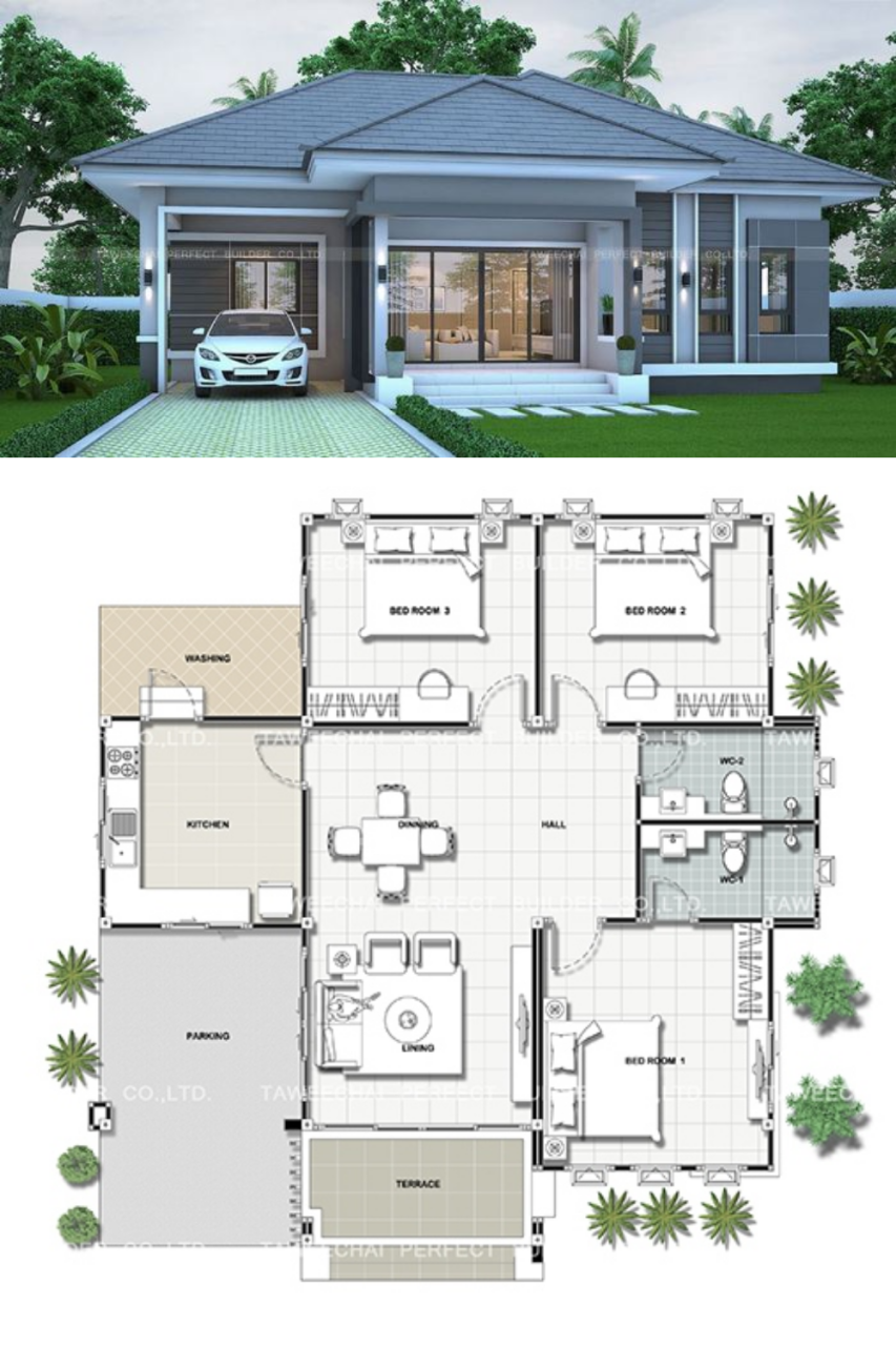 That Gray Bungalow with Three Bedrooms Pinoy ePlans Modern bungalow