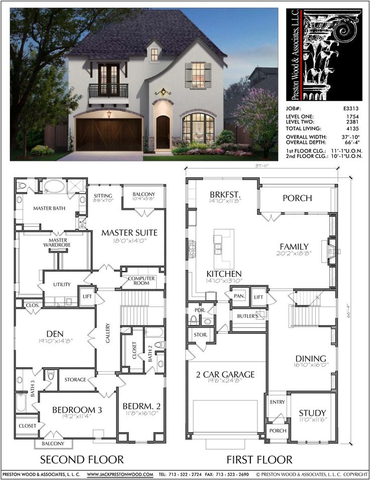 Two Story House Plan E3313 Family house plans, Custom home plans, Two