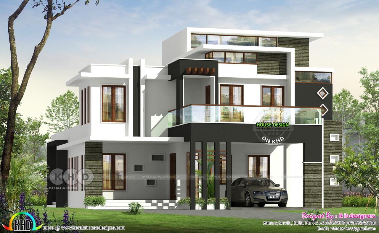 3 BHK contemporary house plan architecture Kerala home design and
