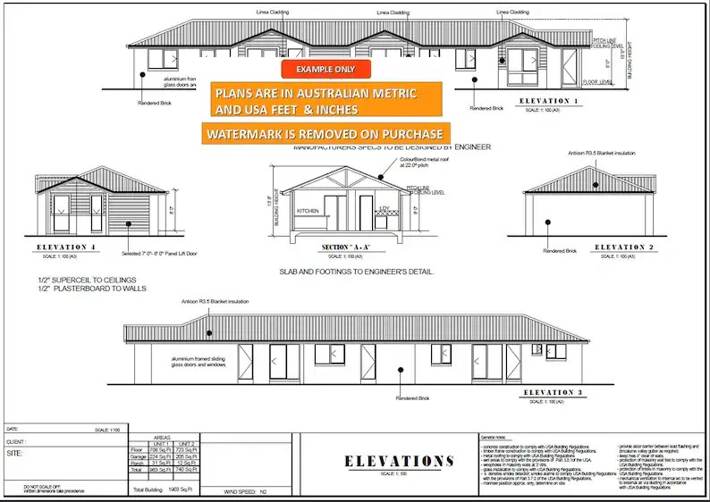 Narrow Corner Duplex Plans 176.3 M2 or 1903 Ft2 4 Bed Etsy