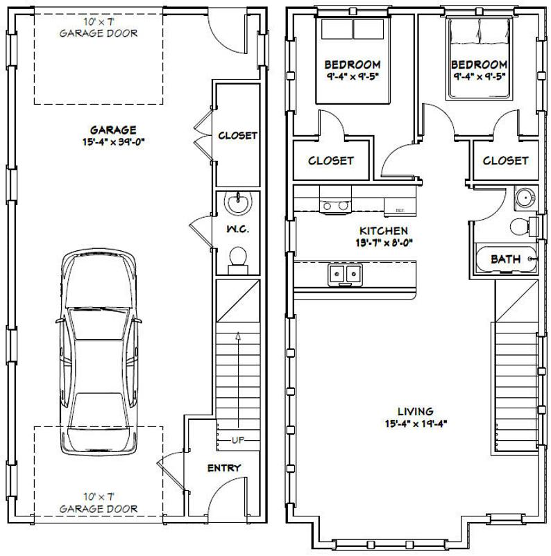 20x40 House 2 Bedroom 1.5 Bath 883 sq ft PDF Floor Etsy in 2021