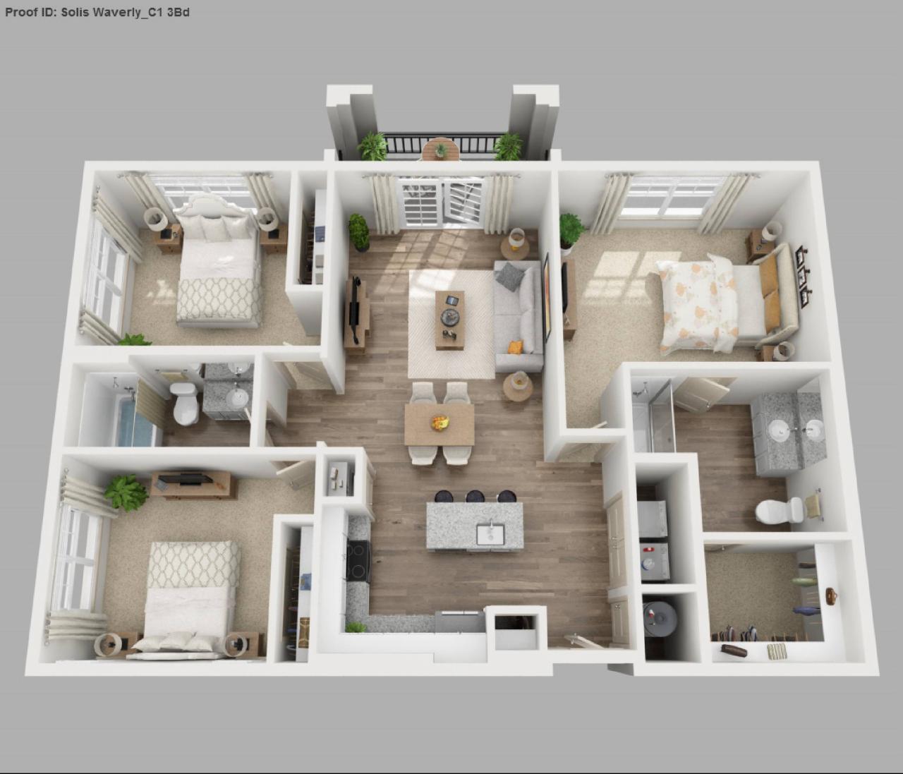 Three Bedroom Apartment Floor Plans JHMRad 172410
