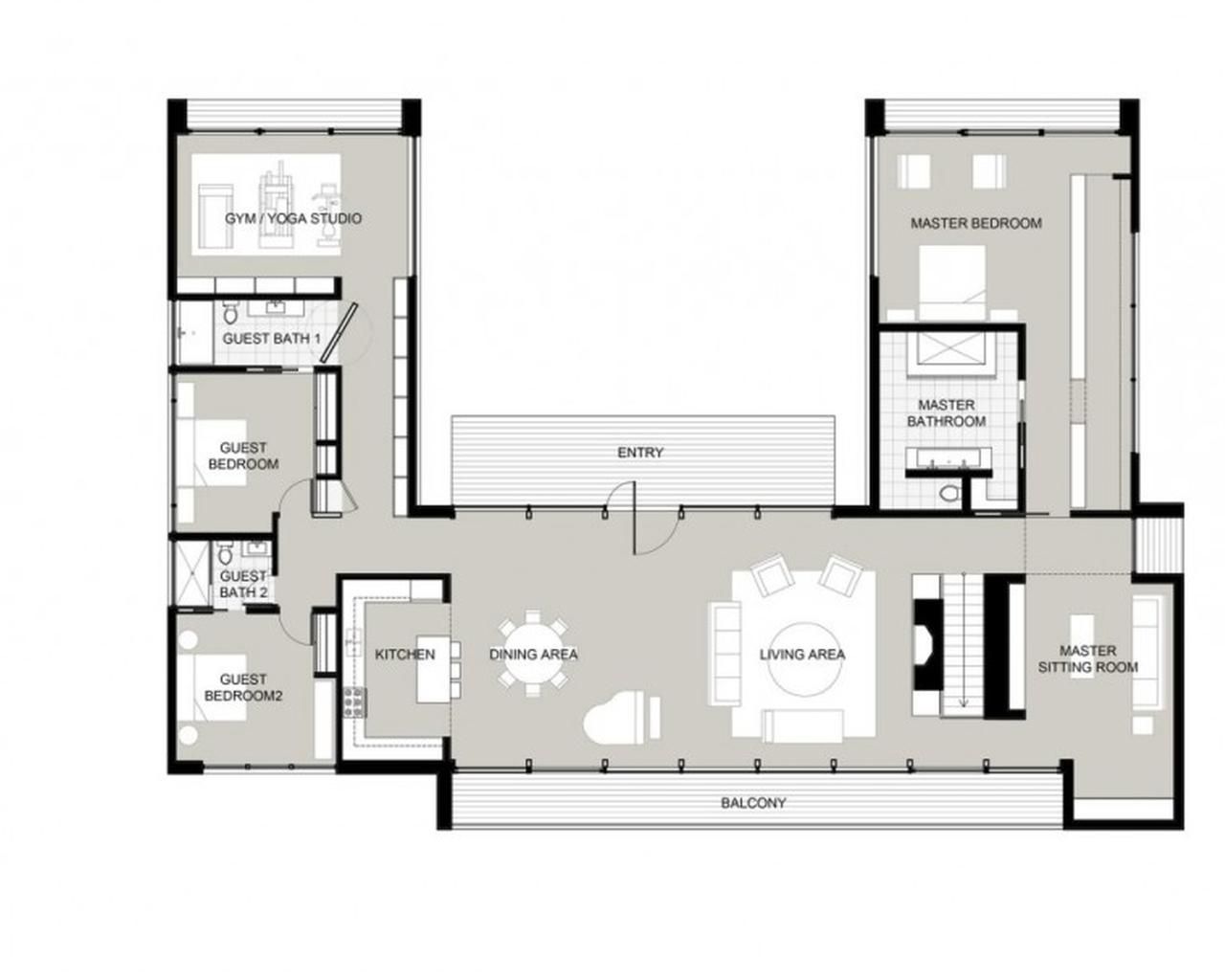 UShaped House Plans With Courtyard Pool house plans, Container house