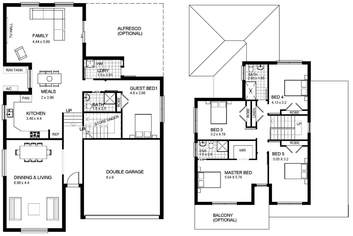 Modern 2 Story House Floor Plans 4 Bedroom Large home office that can