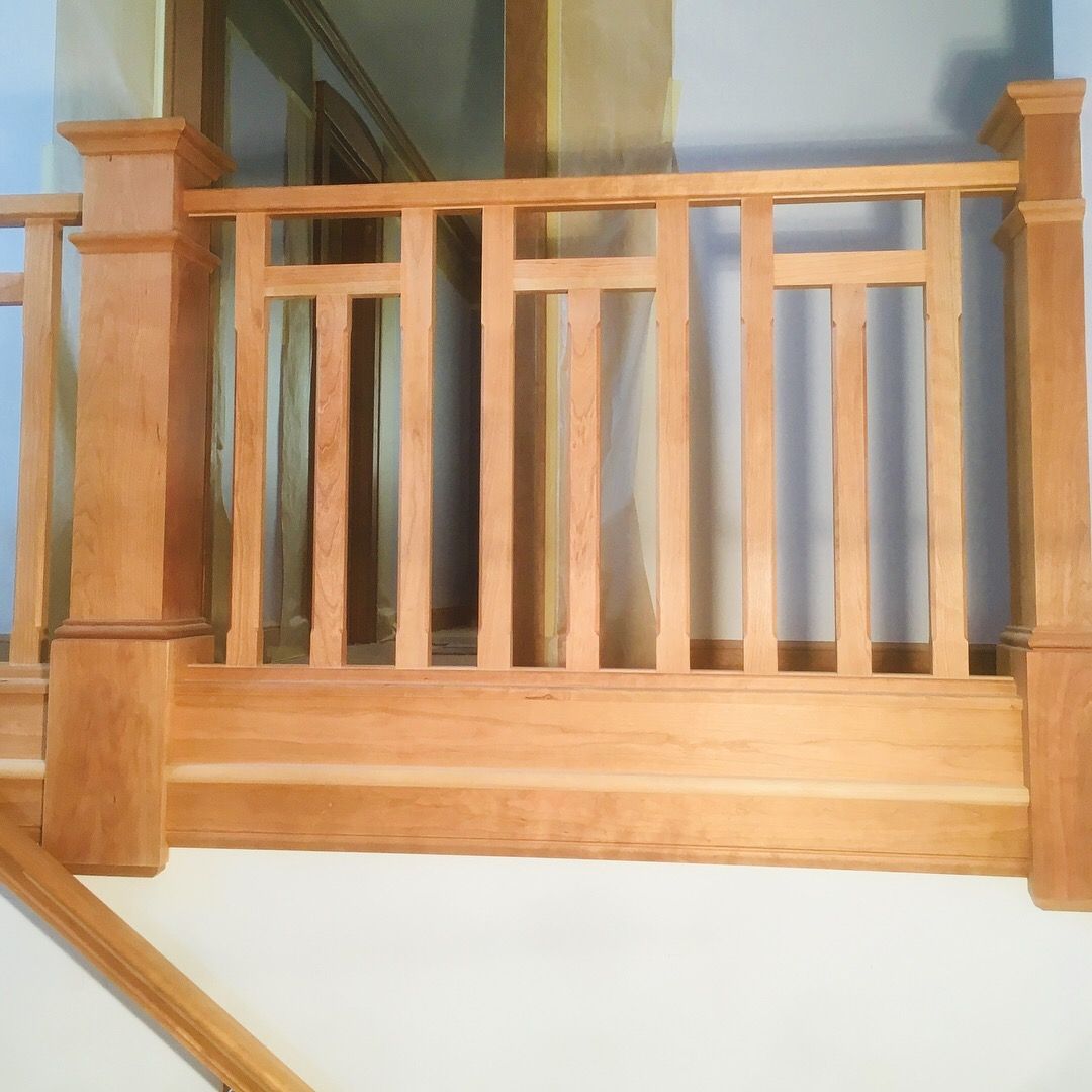 Cherry craftsman styled Railing by Dan Aschemann. Woodworking