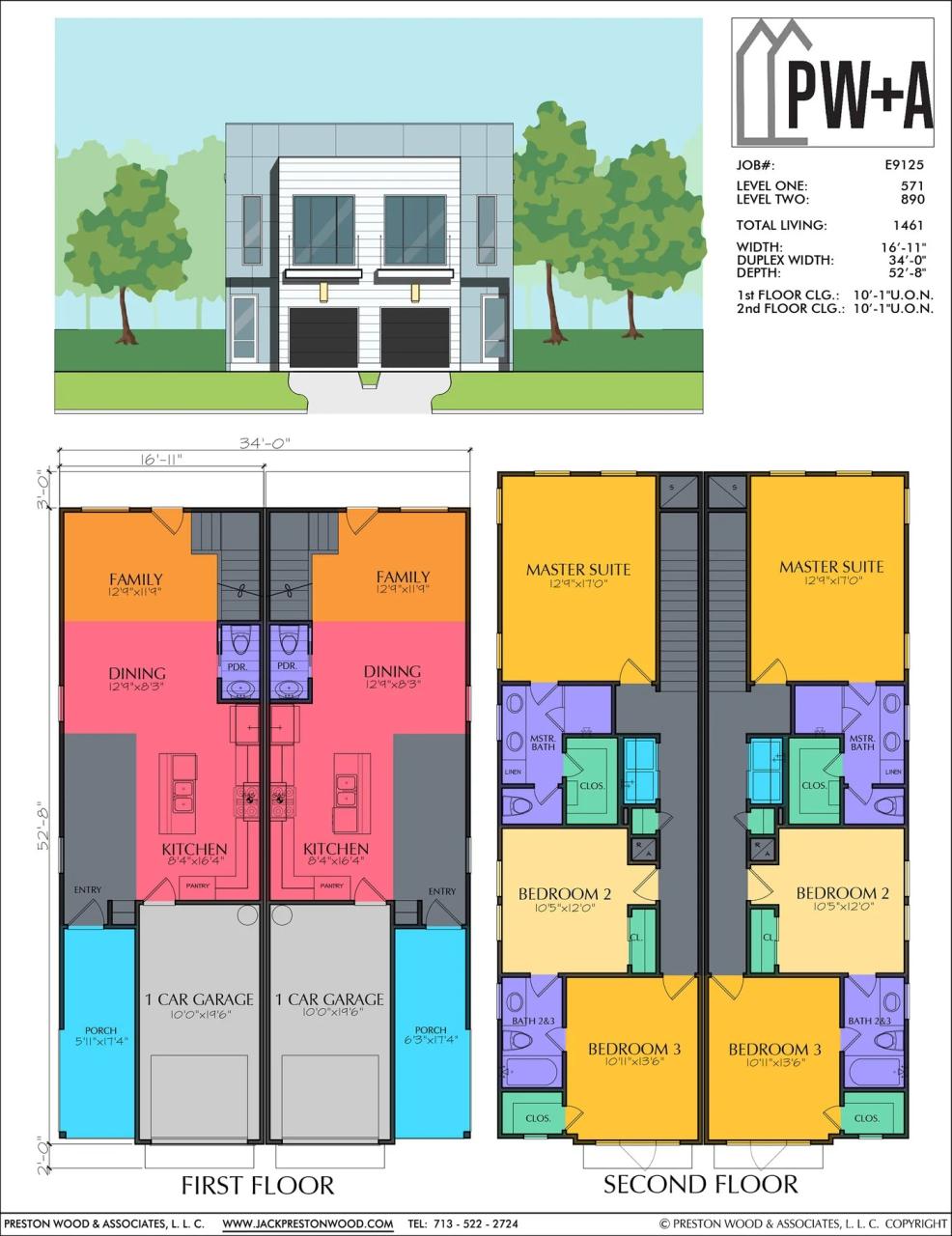 Affordable Two Story Duplex Home Plan Preston Wood & Associates