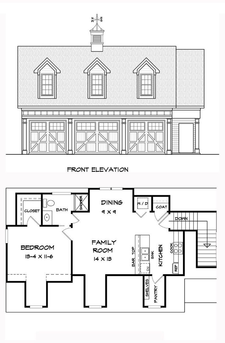 Garage Apartment Plan 58248 Total Living Area 1812 sq. ft., 1