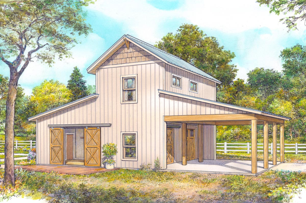 Plan 46076HC Detached Carriage House with and Studio