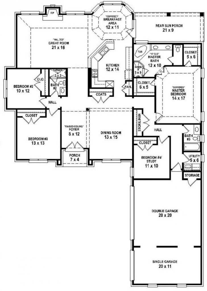 Unique Four Bedroom Three Bath House Plans New Home Plans Design