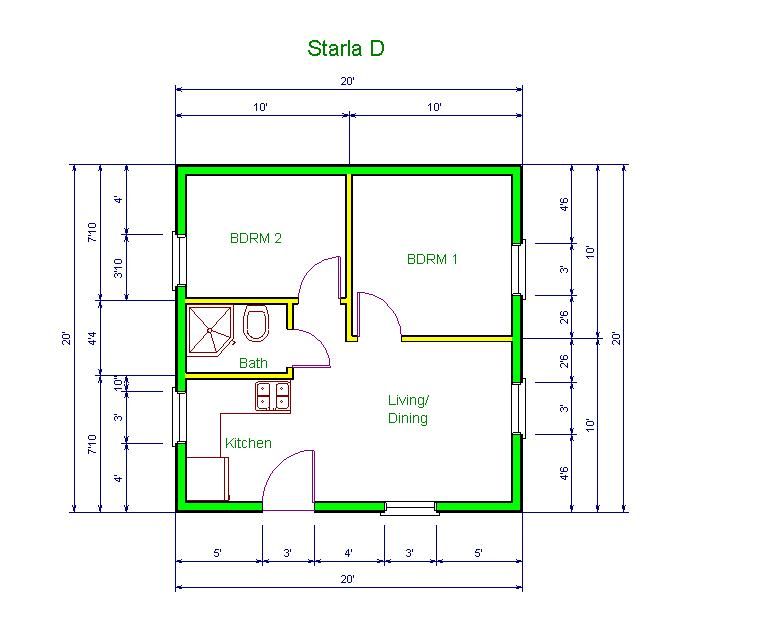 20x20 house plans, 20x20 house, Tiny house floor plans