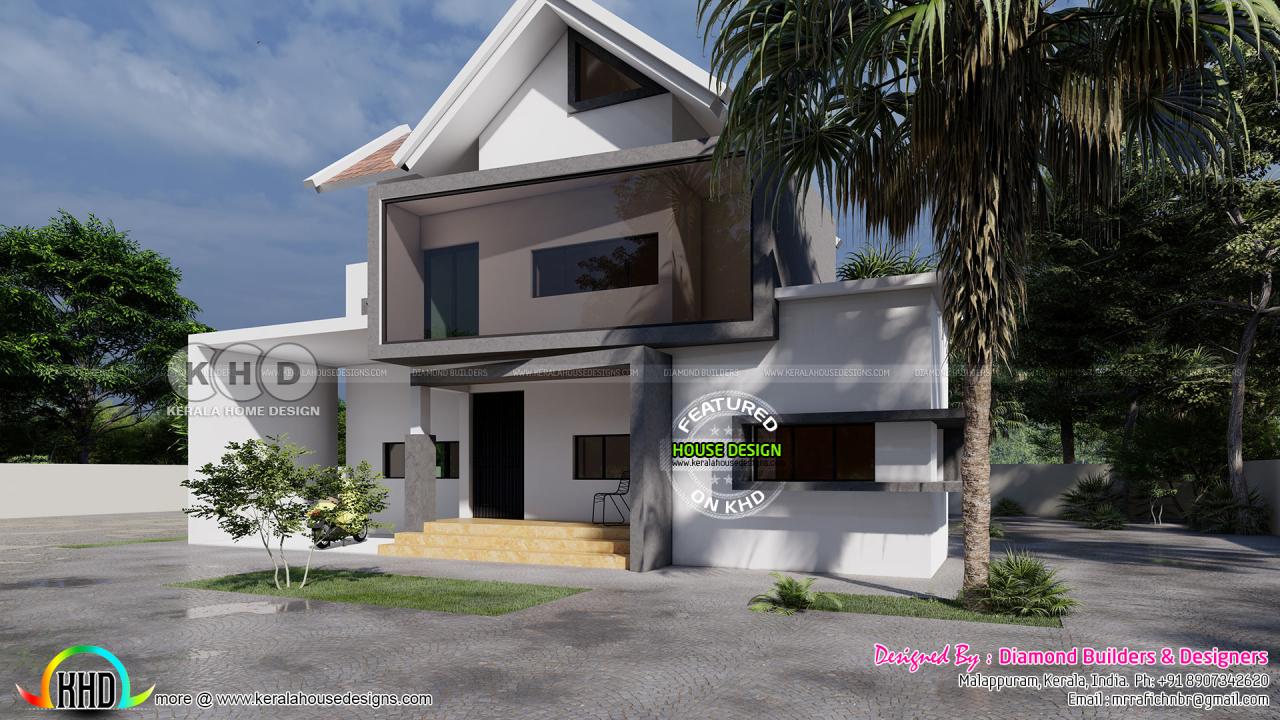 1400 sqft small double storied modern home Kerala home design and