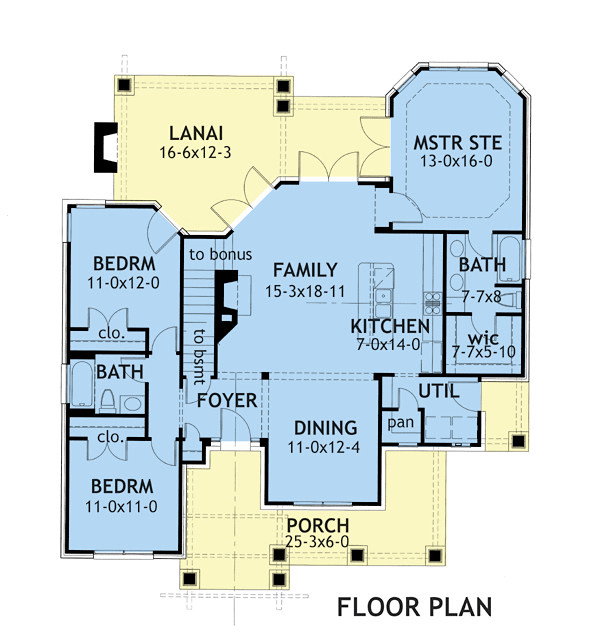 House Plan 65870 Tuscan Style with 1421 Sq Ft
