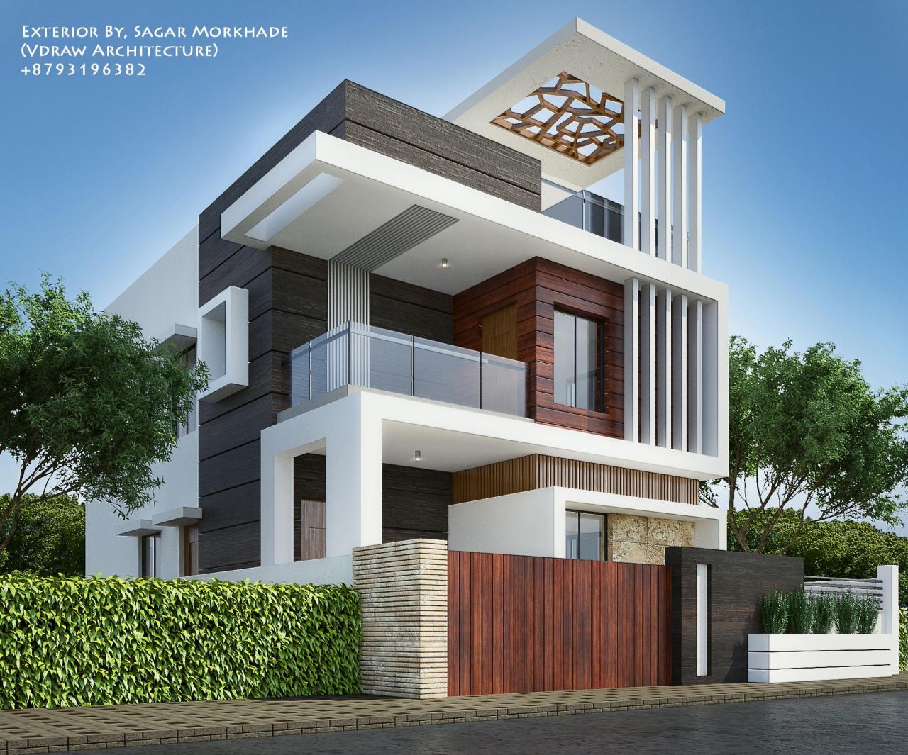 Exterior Modern Duplex House Front Elevation Designs BESTHOMISH