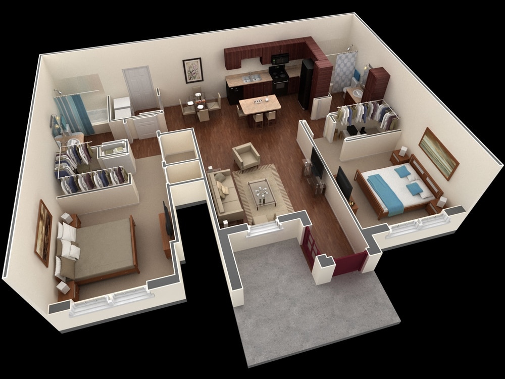 Planos de apartamentos en 3D, diseños modernos