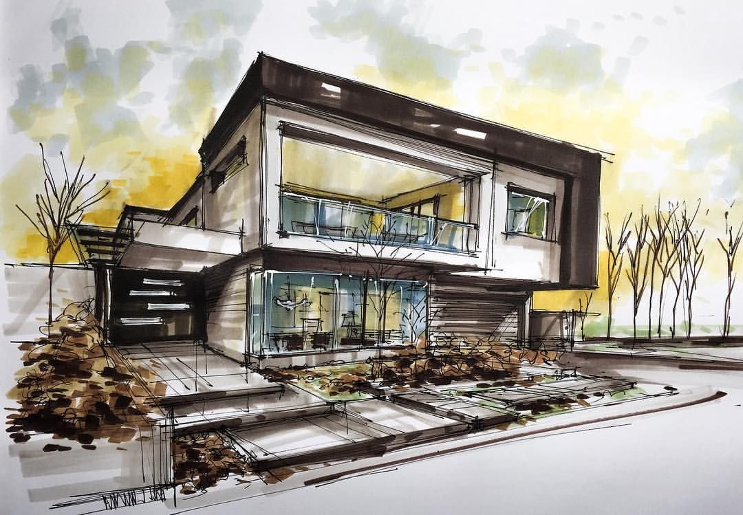 Modern house sketch in 2020 Architecture drawing, Architecture