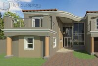 08325720231028-4-Bedroom-Double-Storey-House-Plans_T433D_Front-Entrance-View_Nethouseplans 3 Bedroom Double Storey House Plan in South Africa