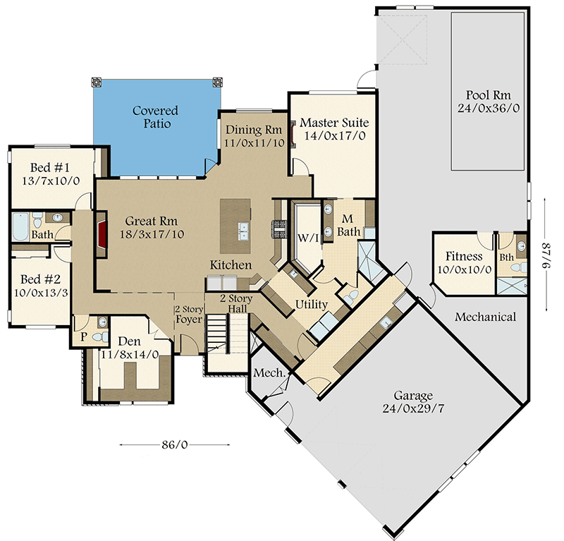 Plan 85270MS 2Story Modern Home Plan with Indoor Pool in 2020 Pool