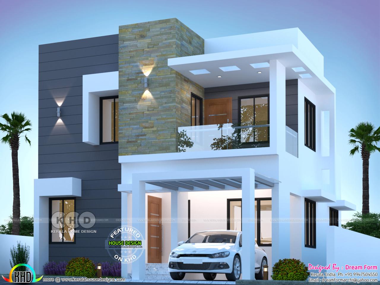3 BHK cute modern house 1550 sqft Kerala home design and floor plans