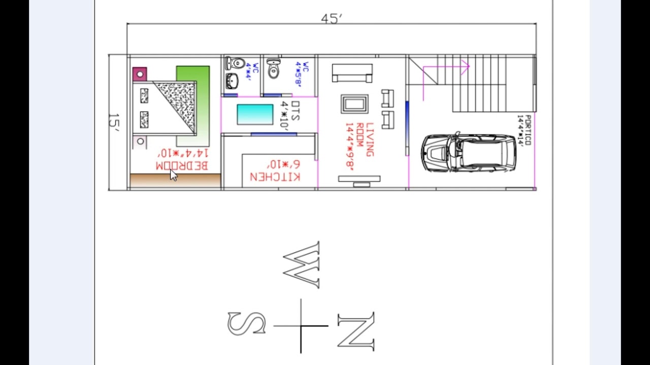 15*45 house plan north facing 15 by 45 house plan YouTube
