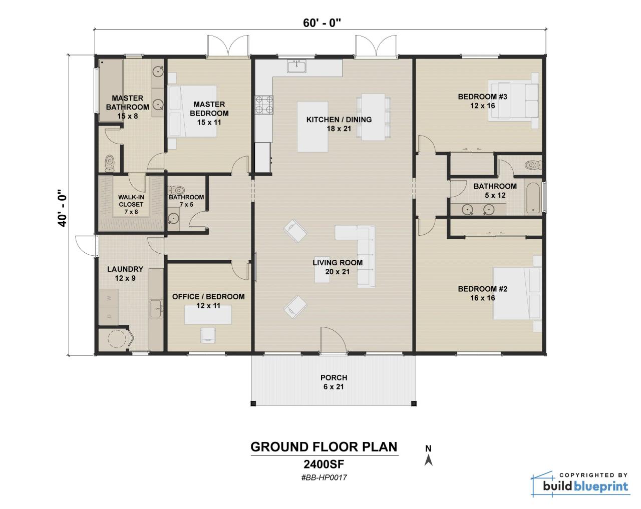 40' x 60' Modern House Architectural Plans Custom Etsy