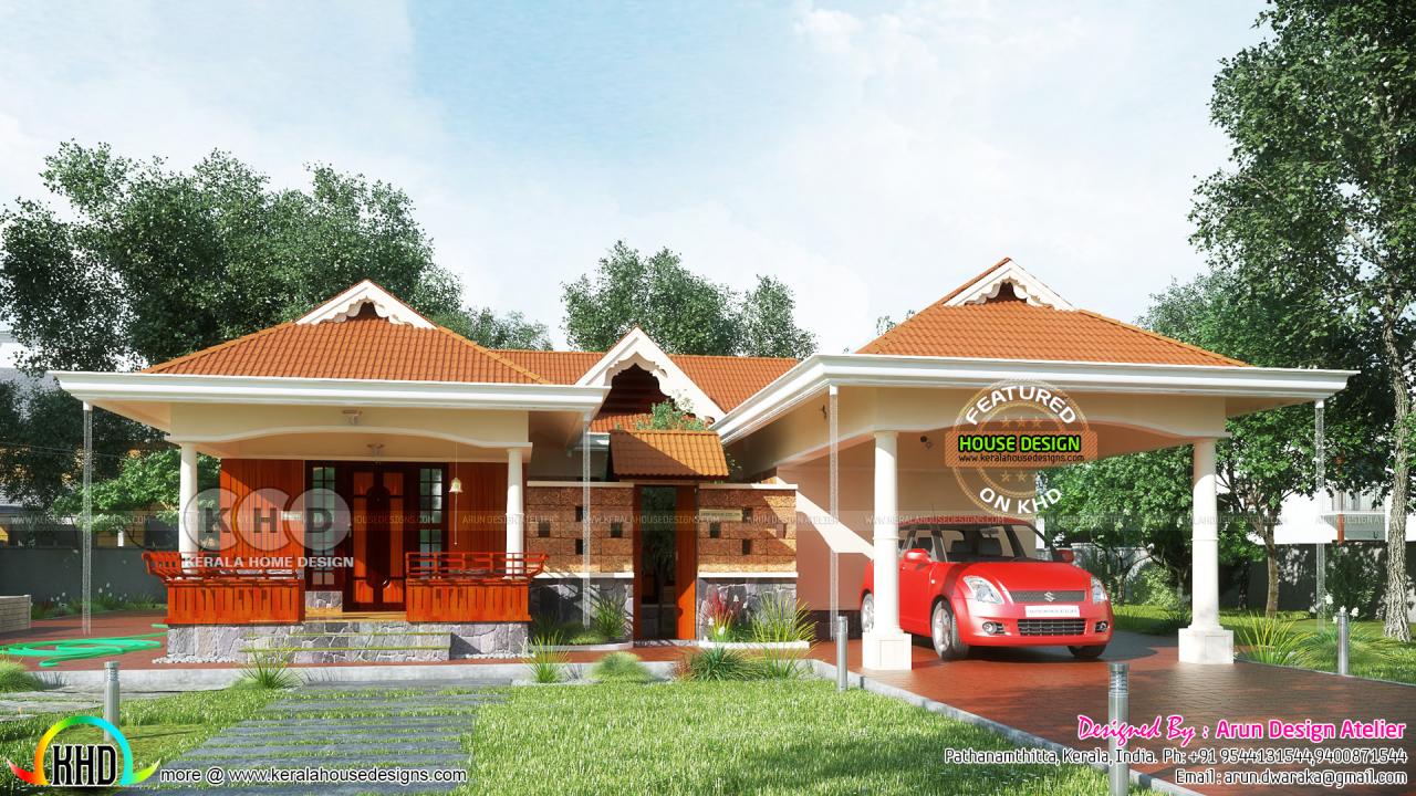 Kerala traditional Sloping roof house 1700 sqft Home Review and Car