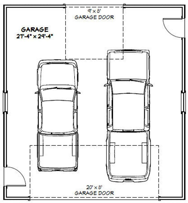 28x30 2Car Garage 840 sq ft PDF Floor Plan Instant Download