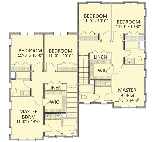 Plan 46272LA Offset Duplex House Plan with Rear Decks Duplex house