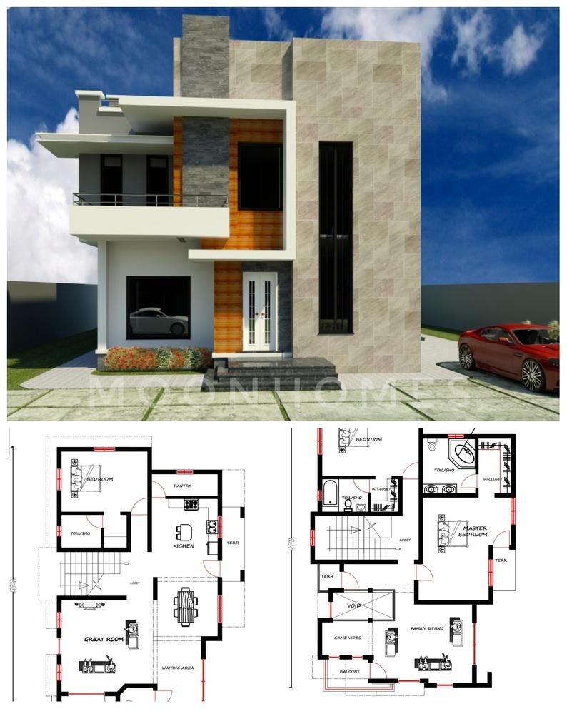 3 bedroom duplex house plan, modern home design, house floor plans, tv
