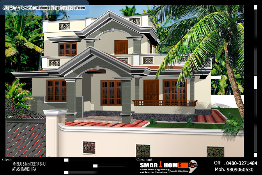 Kerala Home plan and elevation 1500 Sq. Ft. Kerala home design and