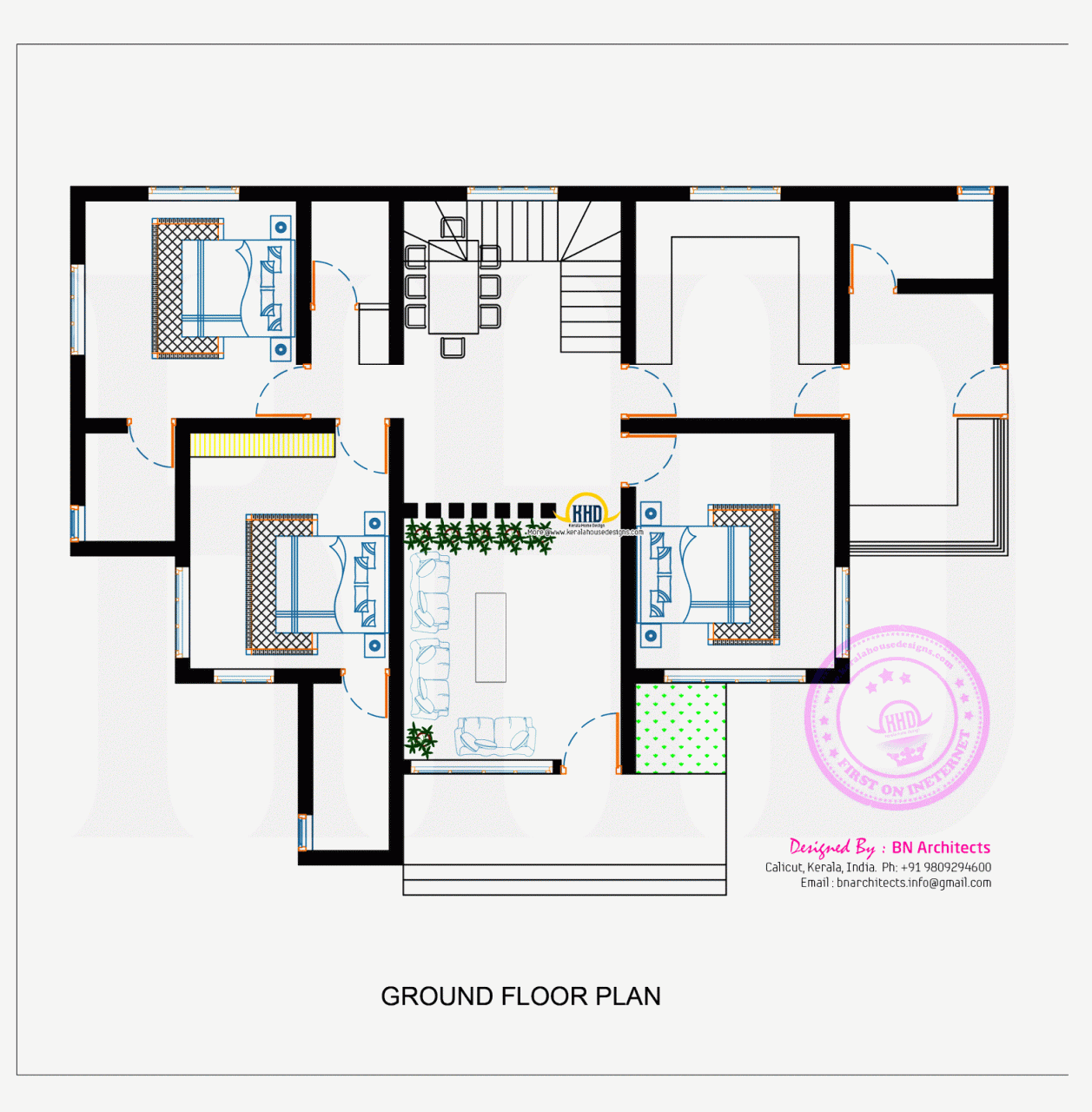 Contemporary house with floor plan by BN architects Kerala home