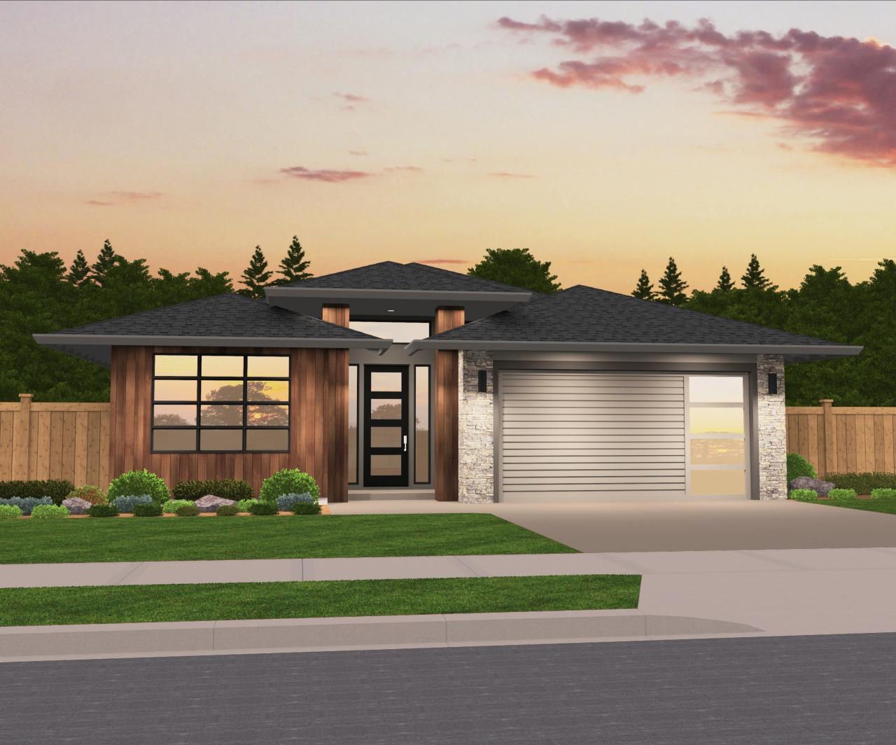 "Morisson" Northwest Modern Hip Roof one story Modern House Plans by