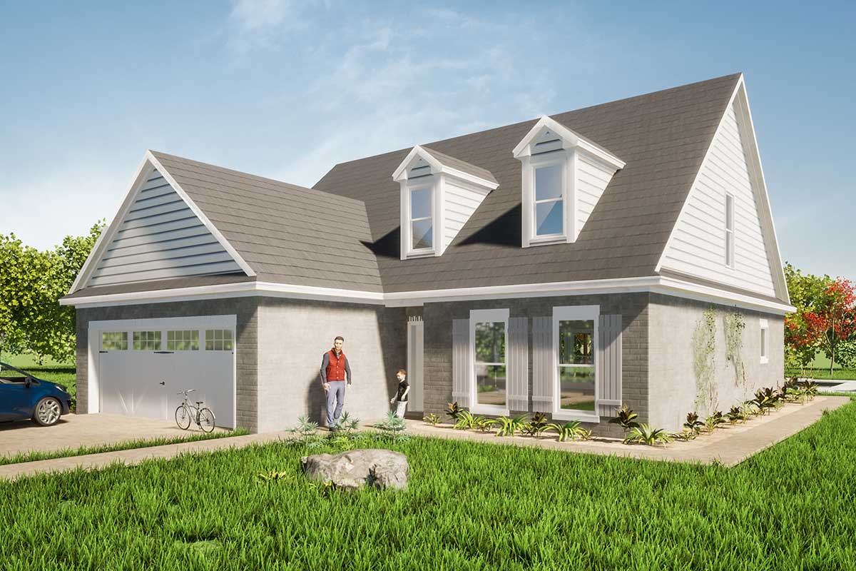 Twostory Cape Cod Home with Mainlevel Master Bedroom 86369HH