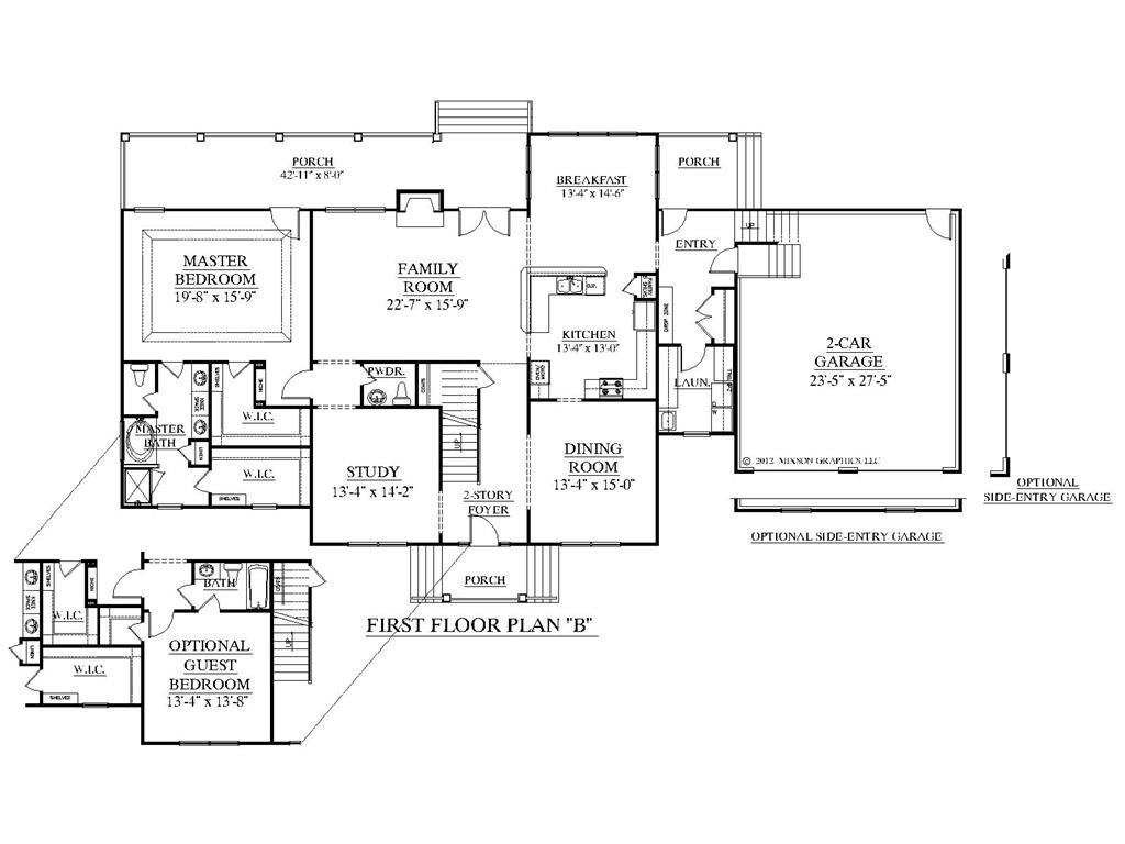 Awesome House Plans With Two Bedrooms Downstairs New Home Plans Design
