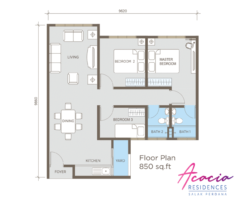 AcaciaResidencesFloorPlan850 sq. ft. New Property Launch KL, PJ