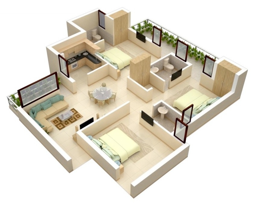 3 Bedroom Apartment/House Plans