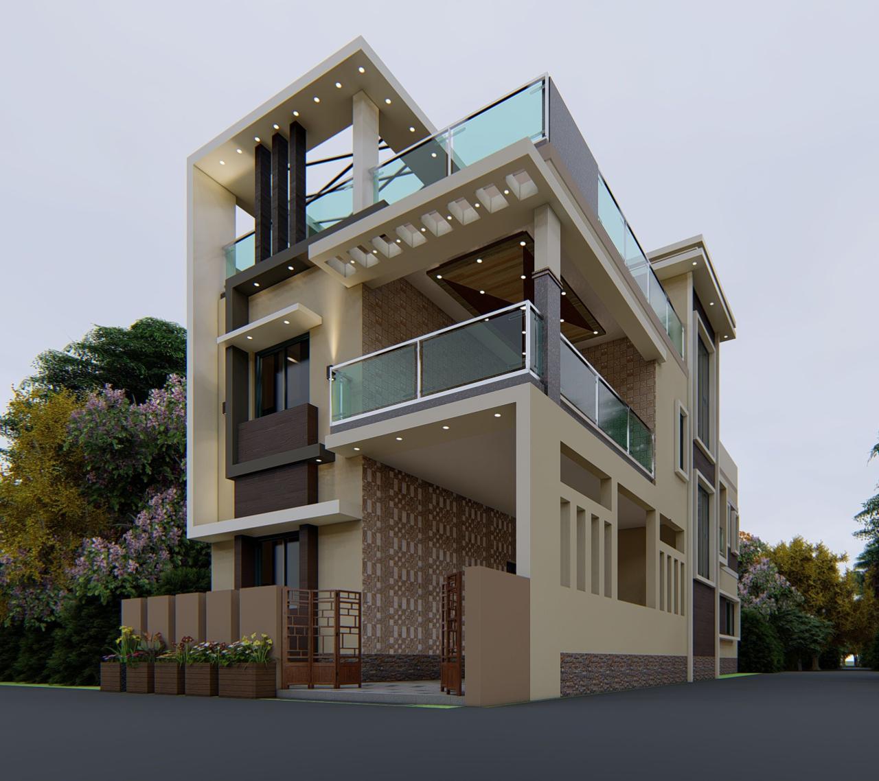 Duplex house front elevation House architecture design, Kerala house