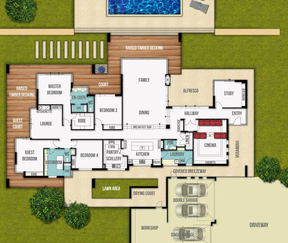 Single Storey Floor Plan with 3Car Garage Boyd Design Perth