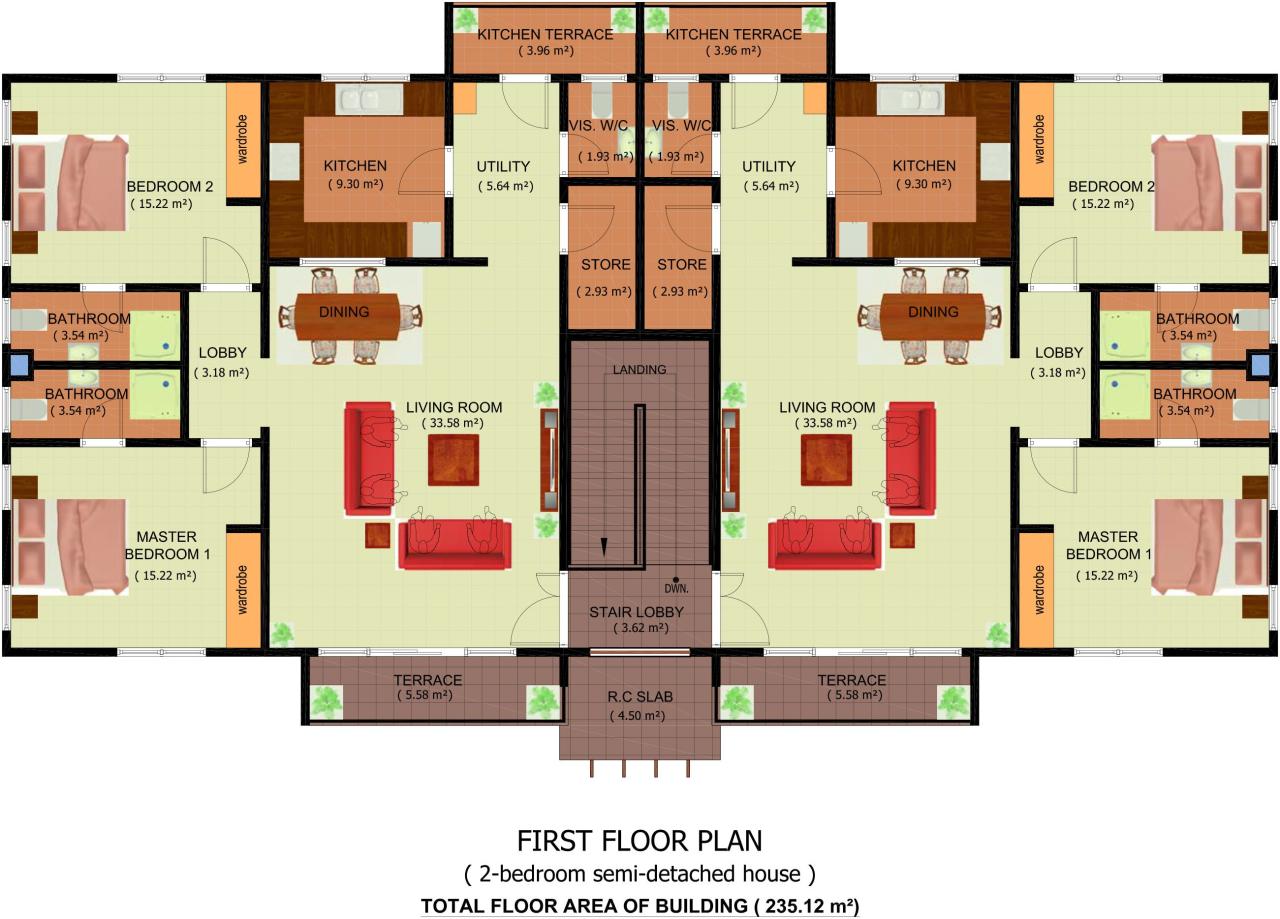 Two Bedroom House Plan In Ghana