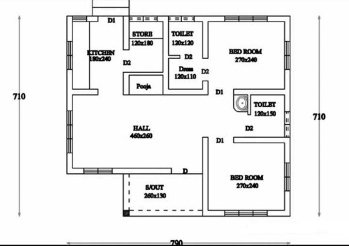 Budget 2 Bedroom Kerala Home Plan for Small Plot Free Kerala Home Plans
