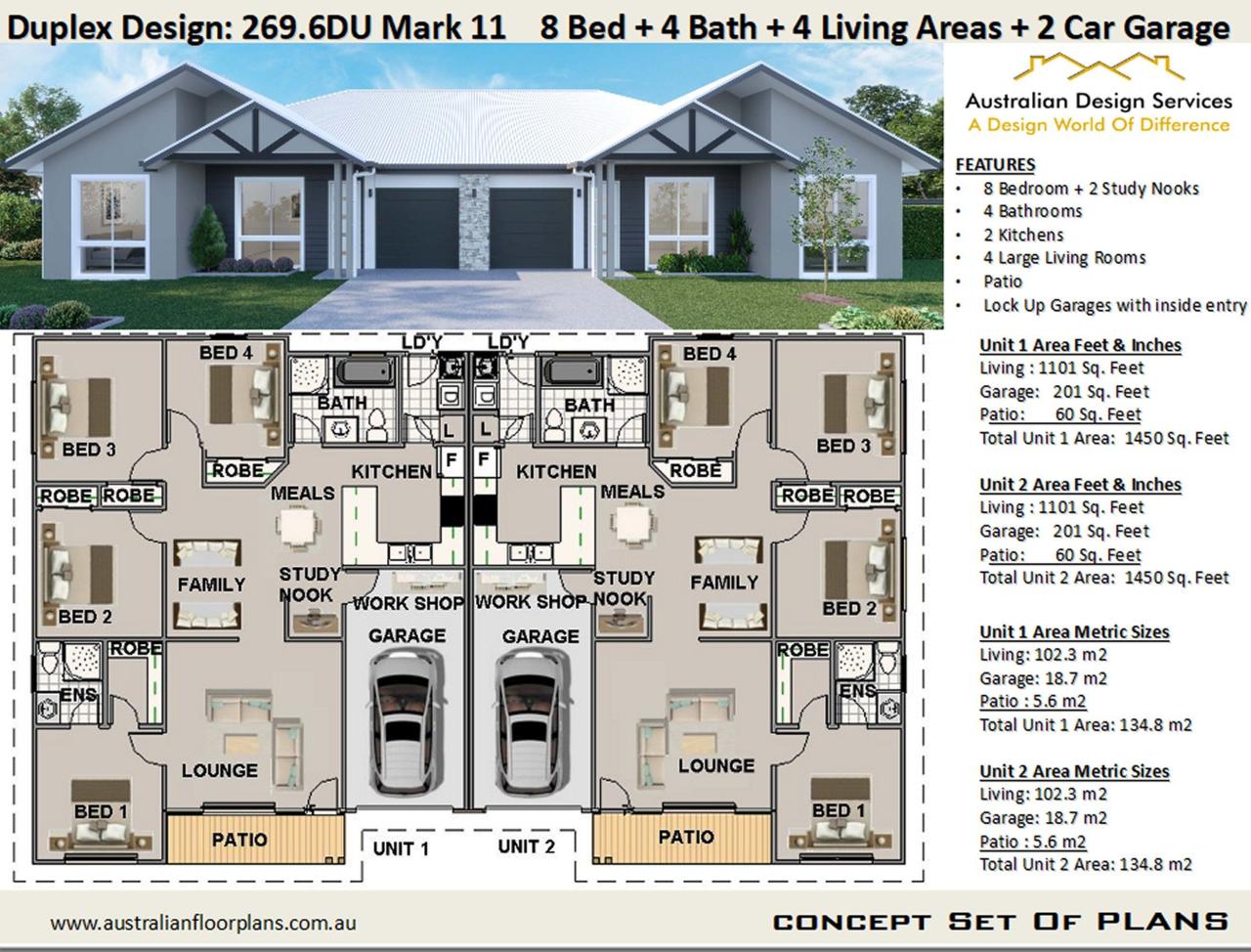 8 Bedroom 4 Bathroom ! duplex house plans Duplex Design 269.6DU Mar