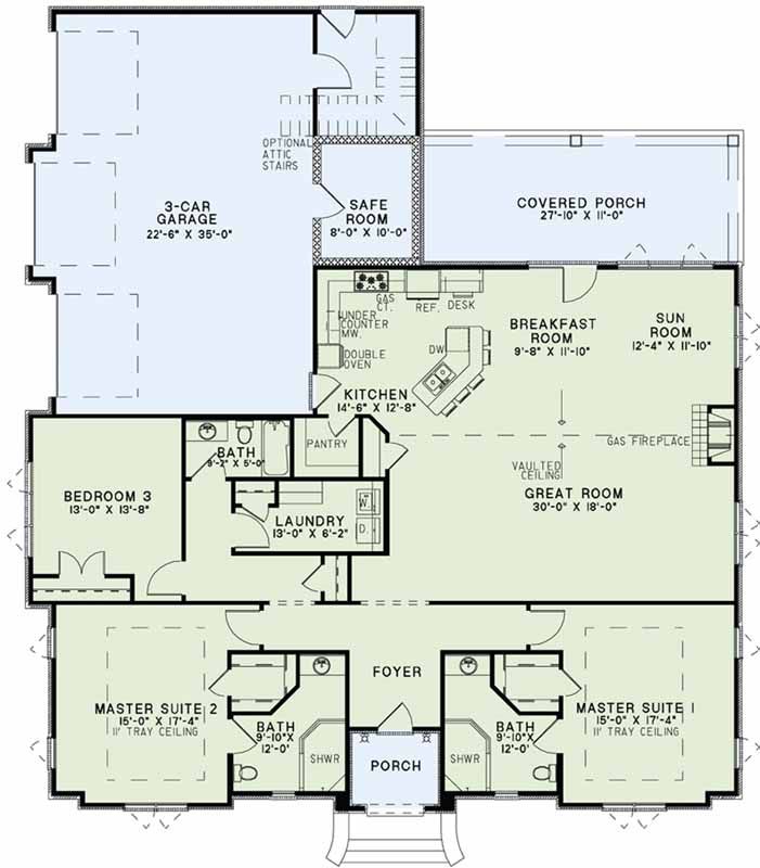 2 Master Suite Single Story 2498 Sq. Ft. (With images) House plans