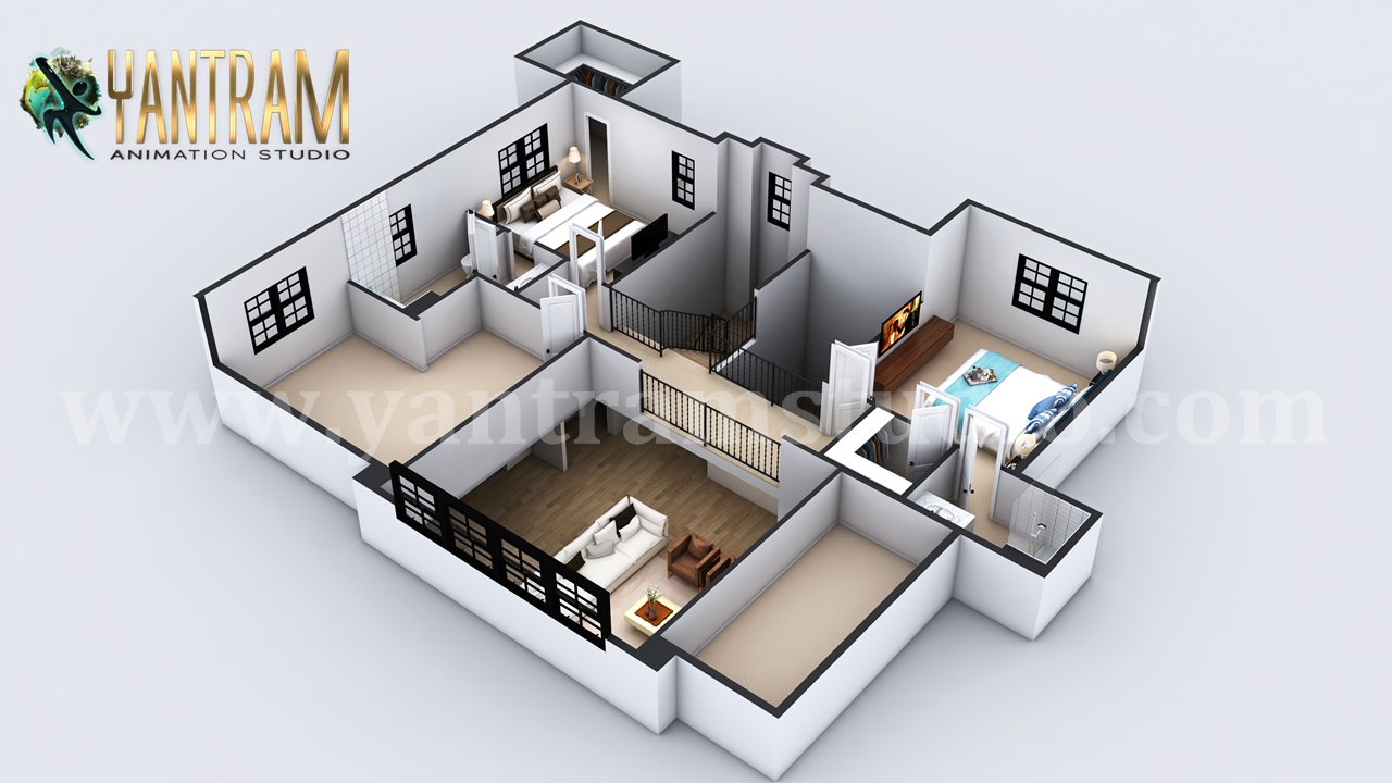 4Bedroom Modern Residential 3D Floor Plan House Design by