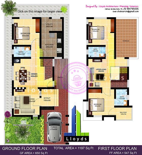 1197 sqft 3 bedroom villa in 3 cents plot Double storey house plans
